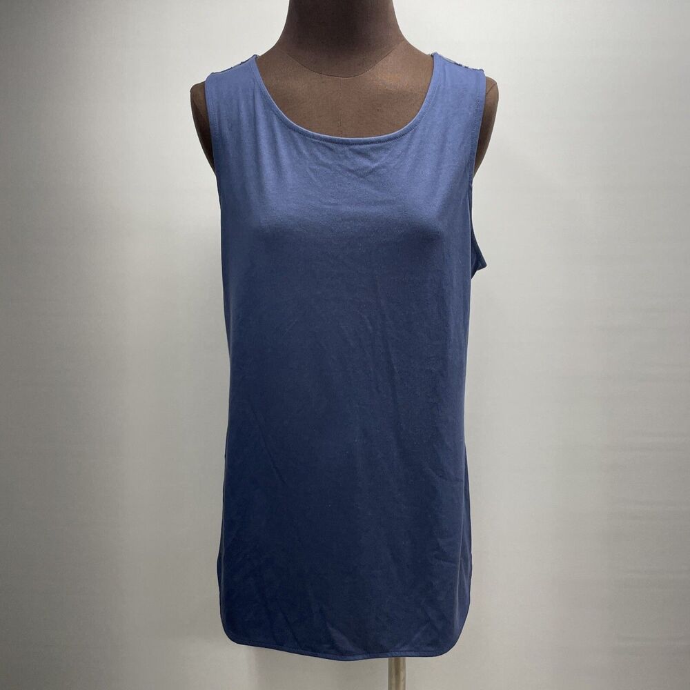 Tangerine Athletic Shirt Womens Medium Blue Gray Tank Shear Pattern Sleeveless